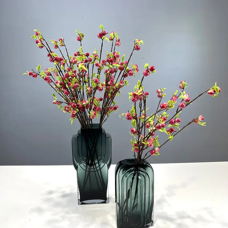 branche artificielle fleurs feuilles vert clair rouge vifextérieur décoration naturelle