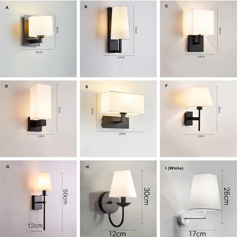 lampe murale moderne abat jour tissu noir blanc éclairage chambre salon entrée minimaliste