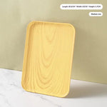 plateau service alimentaire plastique imitation bois moderne minimaliste marron clair foncé règle intégrée empilable