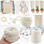 corde macramé coton naturel beige clair texture tissée franges boho artisanal