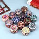 boîte ronde rangement cosmétique décorative motif floral boho chic pot stockage bijoux maquillage