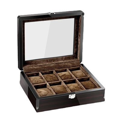 Boîte de rangement pour montre homme en bambou noire