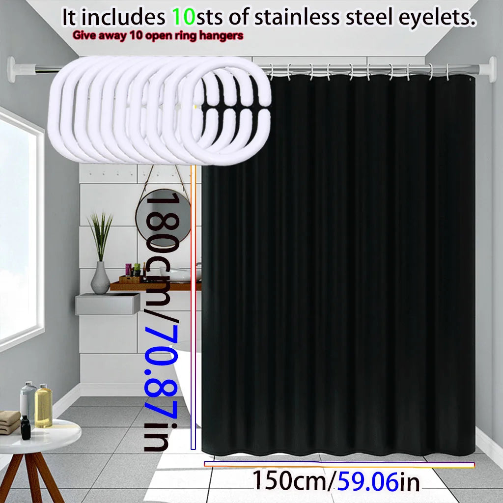 rideau douche noir opaque moderne suspension anneaux respectueux environnement 200cm 78.74in