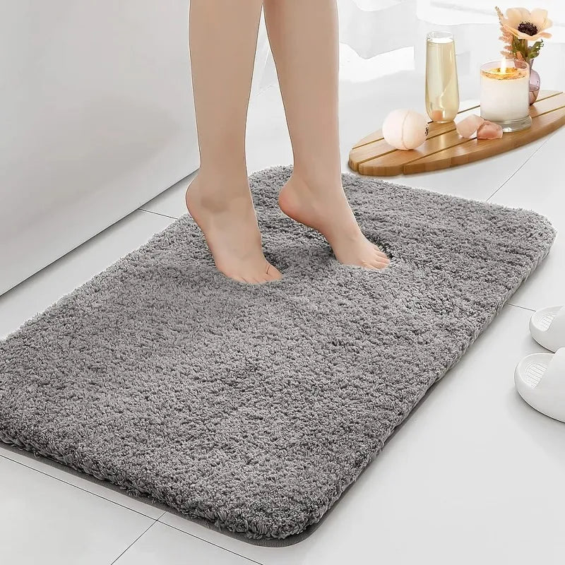 tapis bain absorbant eau antidérapant gris beige bleu poils doux moderne