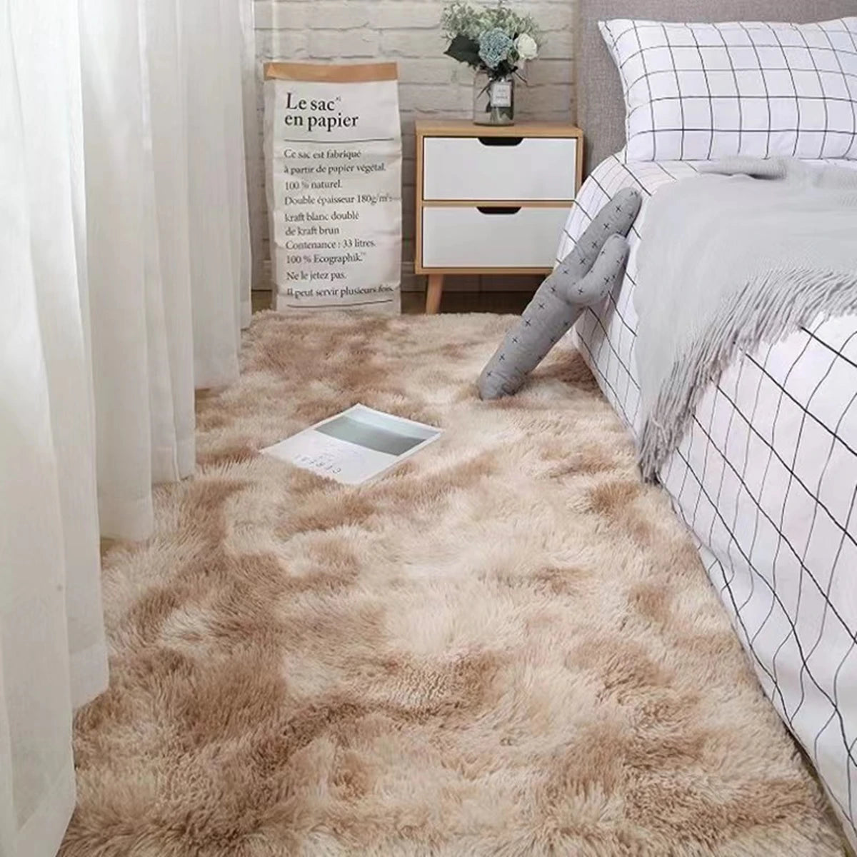 tapis gris clair moderne doux motifs floraux anti dérapant 40x120cm 60x160cm chambre salon