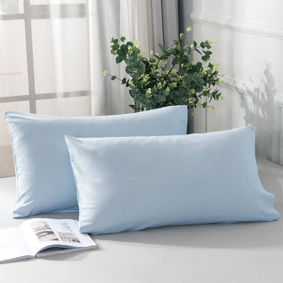 protège oreiller gris uni moderne qualité polyester lit maison simple 20x30inch