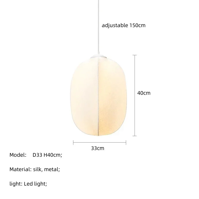 Suspension lumineuse moderne soie blanche opaque salon chambre d'hôtel led pendentif autonome