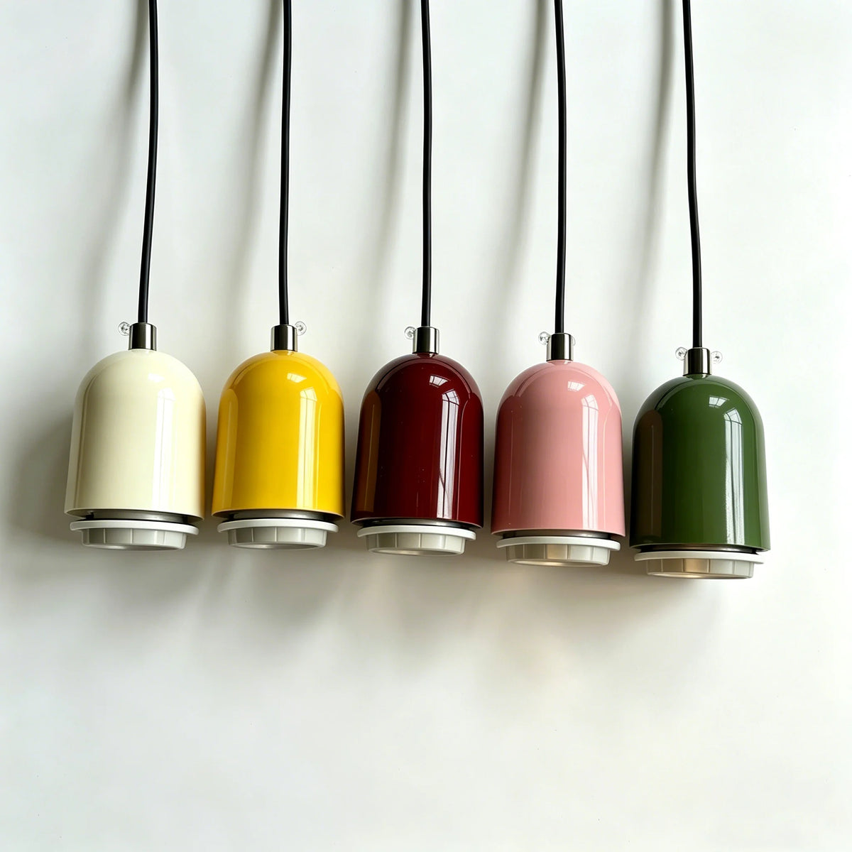 support ampoule suspendu moderne vert rose rouge jaune beige fer câble socle e27 unique