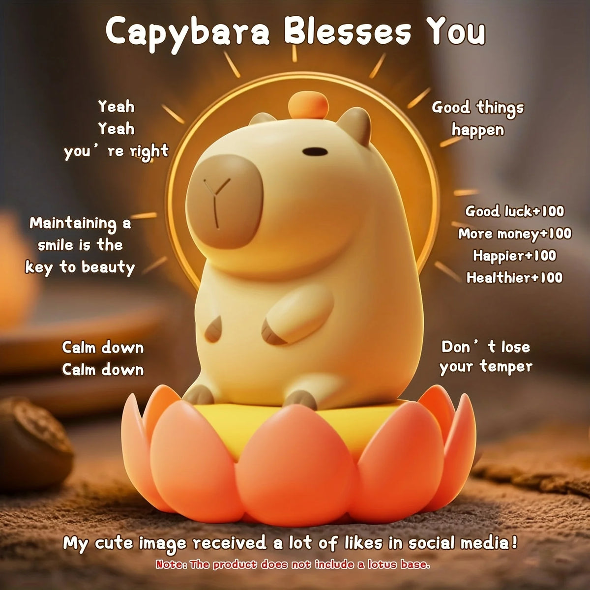 veilleuse capybara mignonne lumiere douce enfantine couleur beige jaune orange pomme