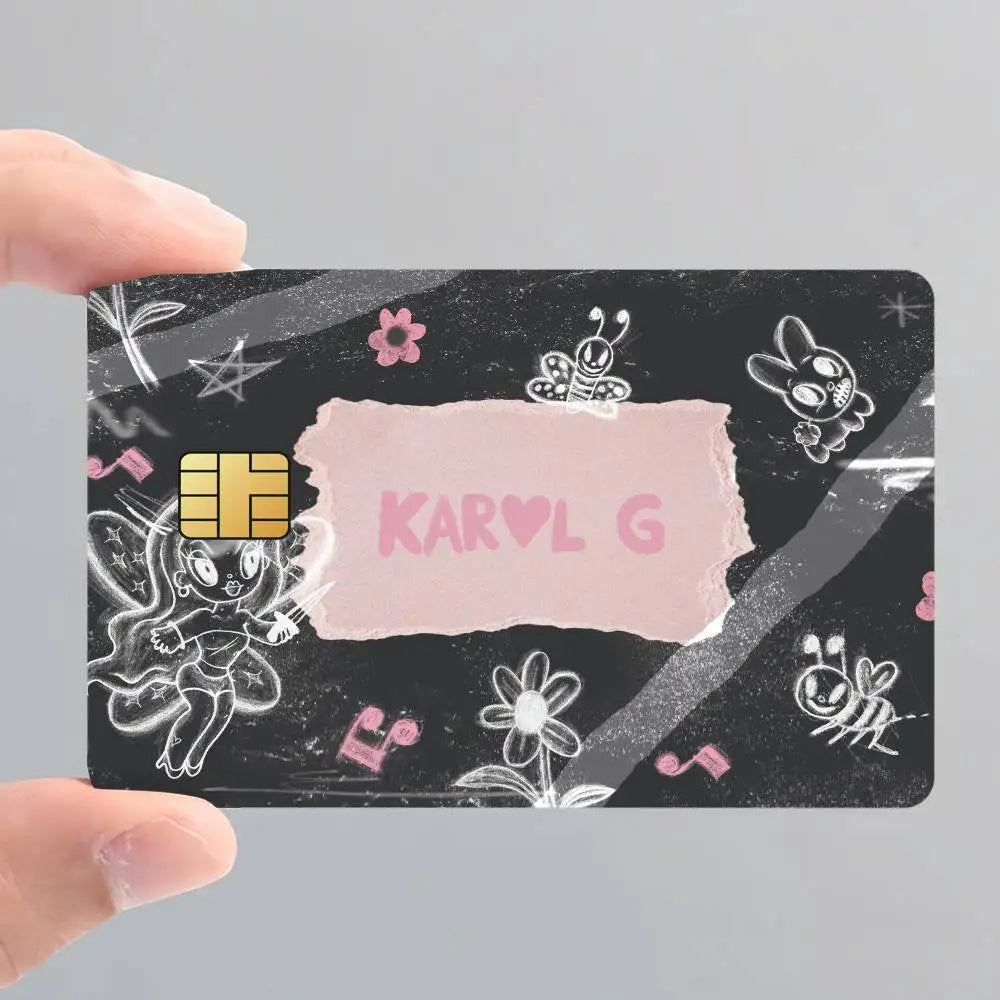 carte sim personnalisée karol papier étanche adhésif papillons fleurs notes musicales grunge creative