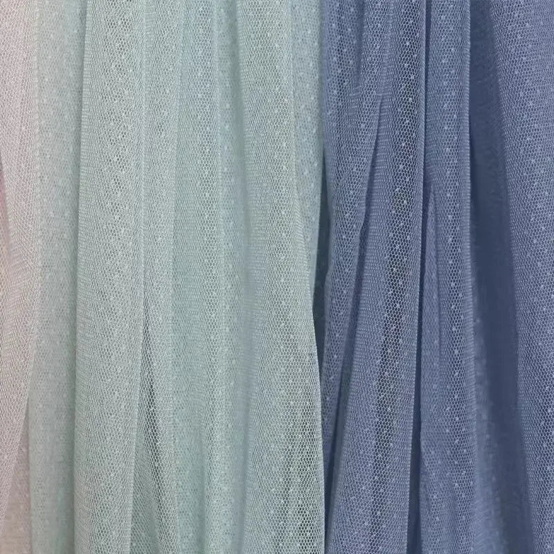 tissu polyester tulle vert clair rose pâle points petits résistance déchirure robe mariage hanfu