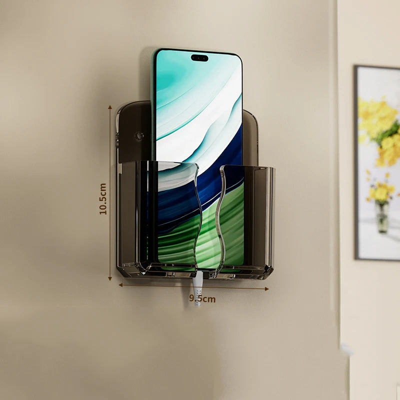 organisateur mural téléphone chargeur accessoires transparent moderne minimaliste fixations murales iphone chargeurs cables