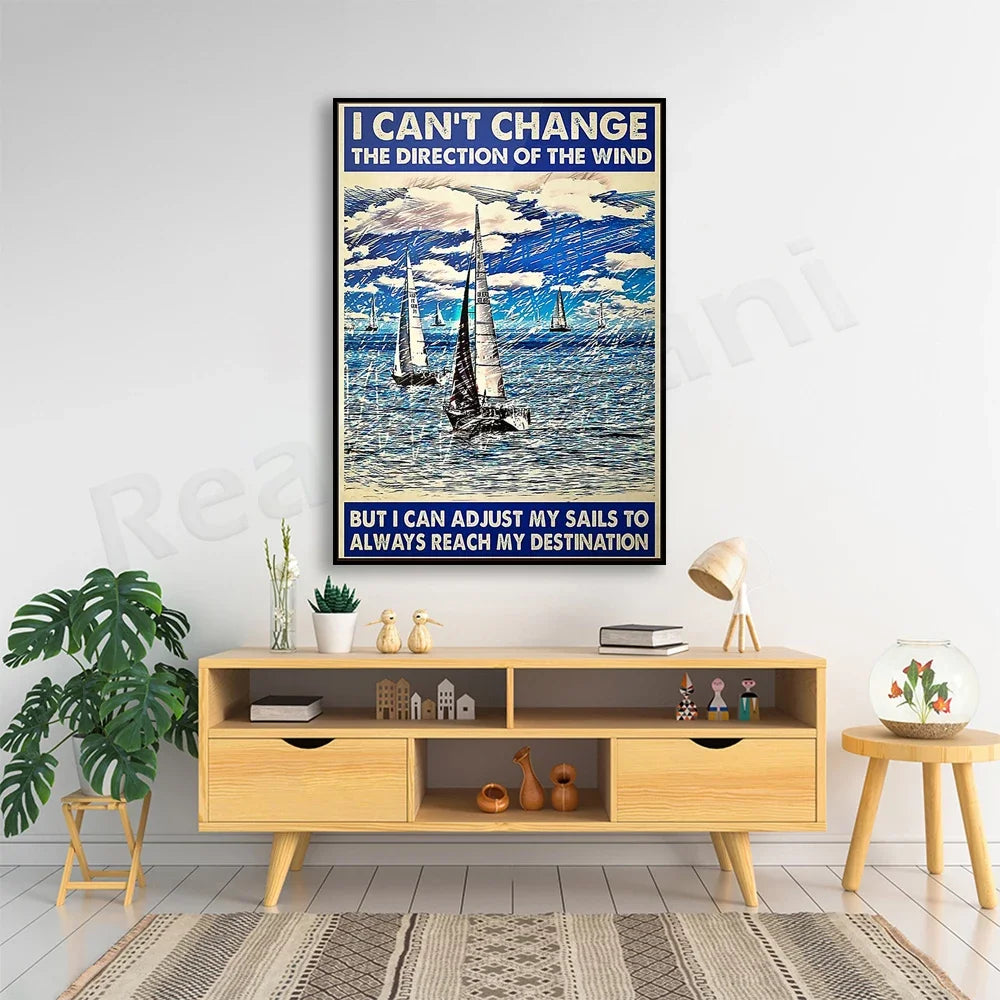toile d'art vintage marin voiliers nuages océan blanc bleu gris noir