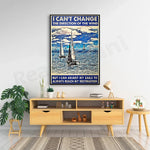 toile d'art vintage marin voiliers nuages océan blanc bleu gris noir