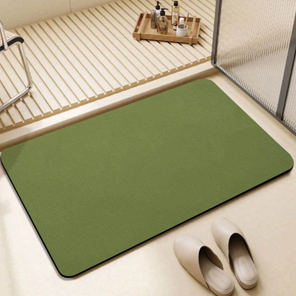 tapis sol salle bain absorbant séchage rapide antidérapant moderne gris bleu vert uni
