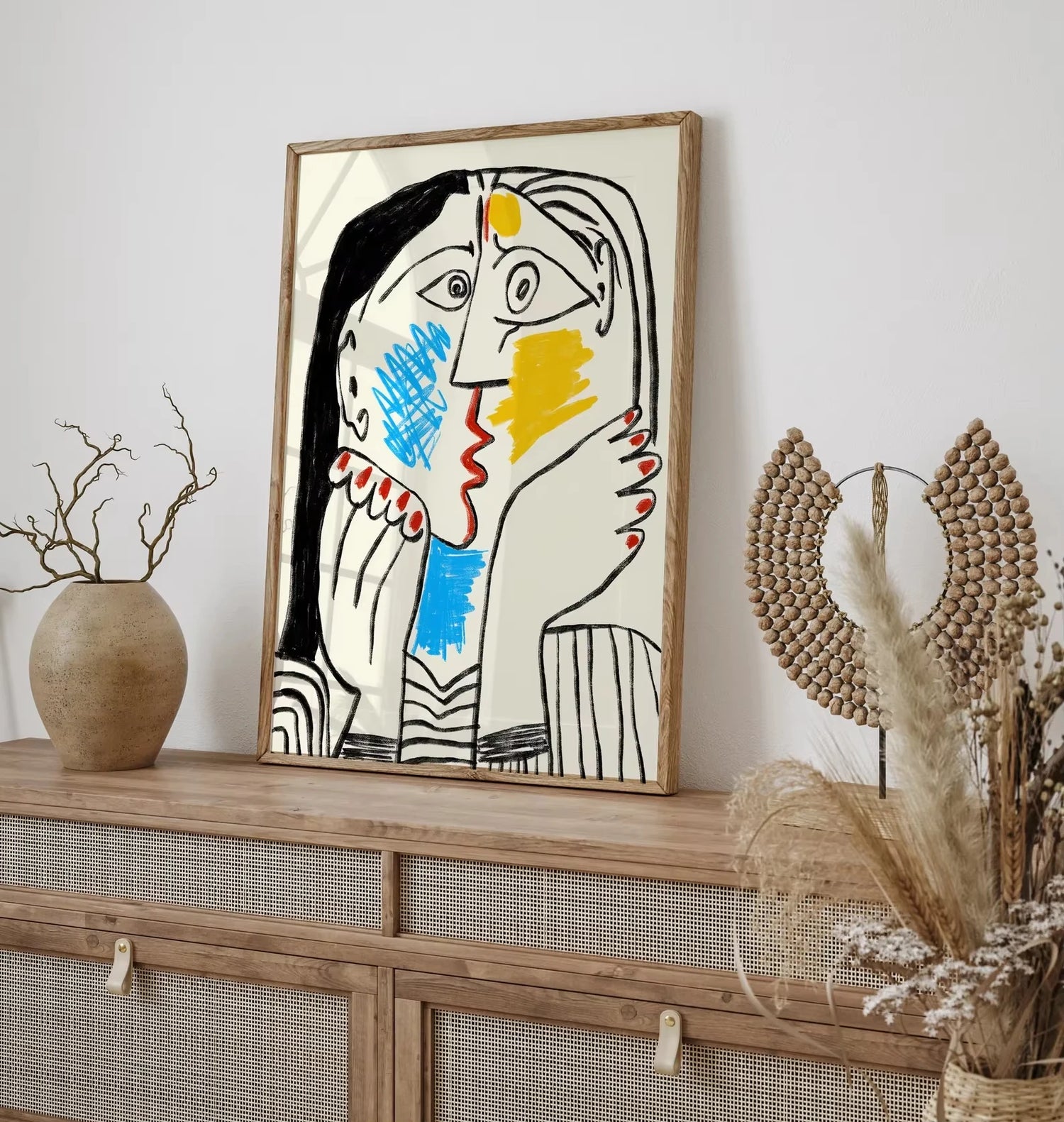 Kit peinture par numéros Picasso Le Baiser sur toile gris clair