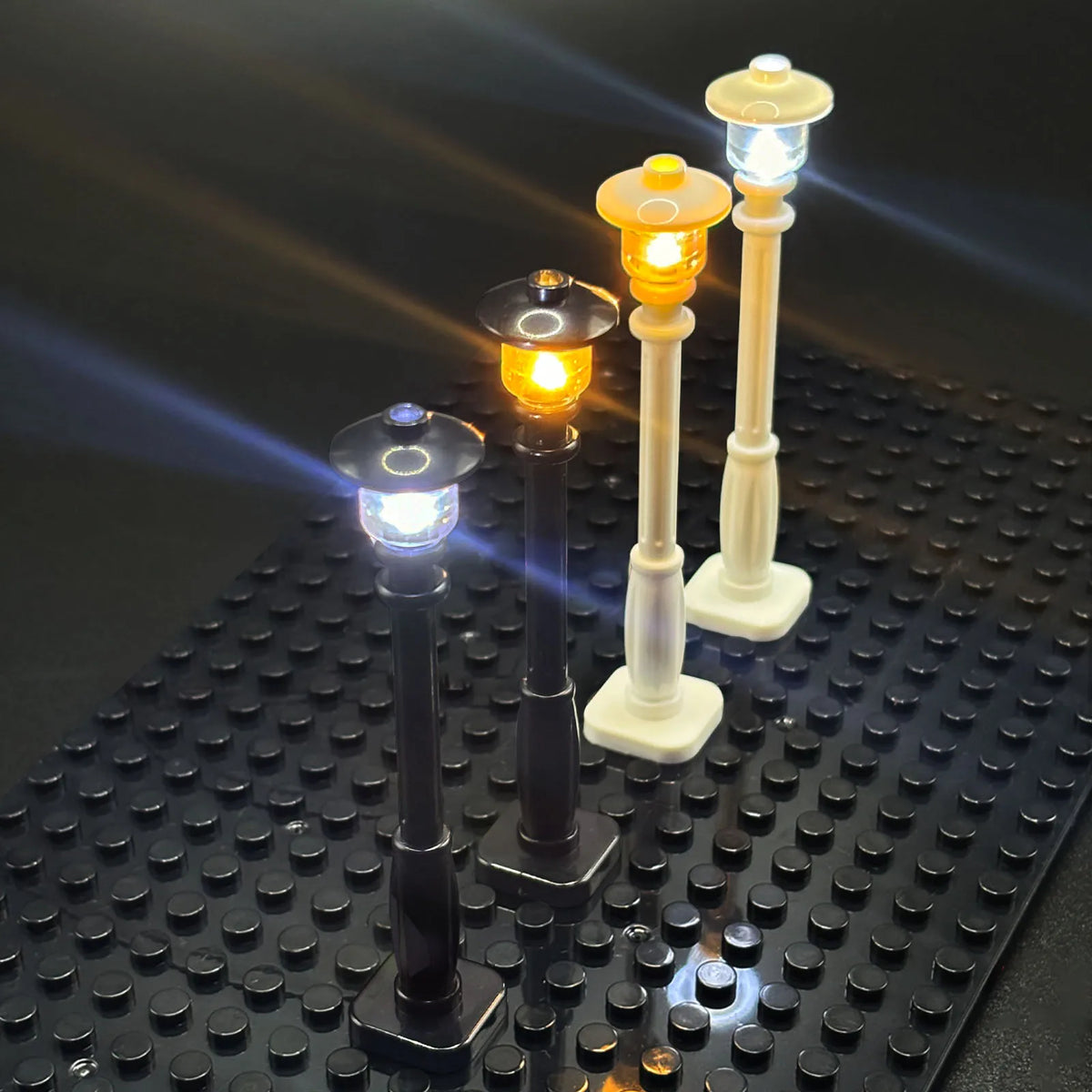 lampadaires miniatures classiques noirs blancs simples usb 10 pièces extensions câbles constructeurs