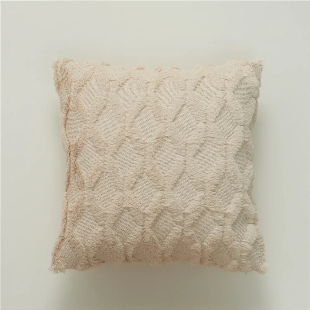 coussins décoratifs modernes peluche beige motif géométrique canapé chambre voiture