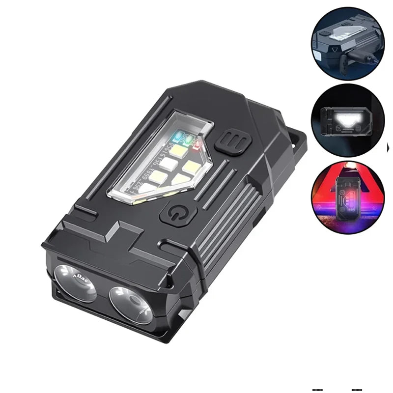 lampe torche rechargeable portable led porte clés compact moderne boutons commande noir transparent