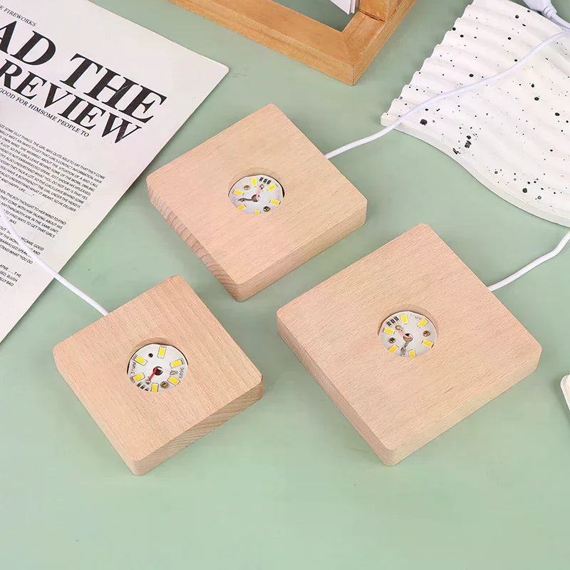 lampe led moderne bois naturel clair texture bois câble usb commande veilleuse deco 5cm