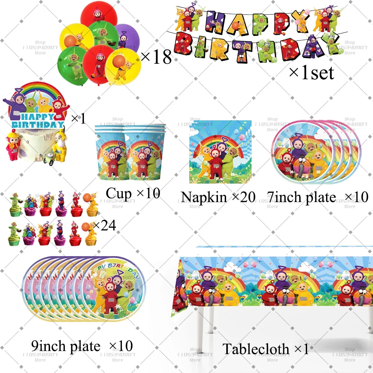décoration fête anniversaire ballons serviettes assiettes nappe guirlande happy birthday multicolore enfants festif