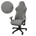 Housse chaise jeu polyester jacquard moderne noire carreaux géométriques zip ceinture
