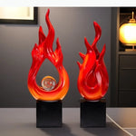 sculpture moderne flamme rouge abstraite décoration intérieure accessoire maison opaque translucide