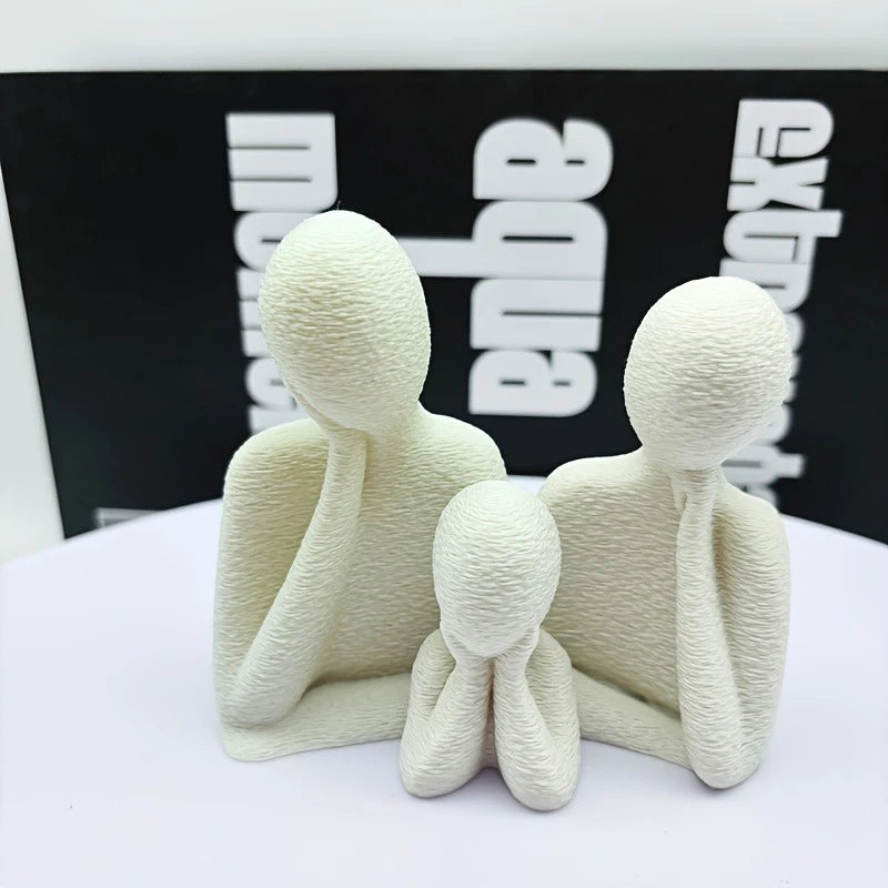 décoration abstraite couple enfant figurine moderne blanche noire minimaliste