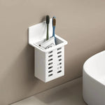 porte brosses dents adhésif moderne noir blanc perforé salle bain rangement multifonctionnel
