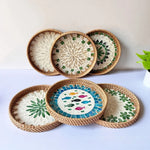 assiettes decoratives boho mosaïque coquillages naturel artisanal floral table mur decoration