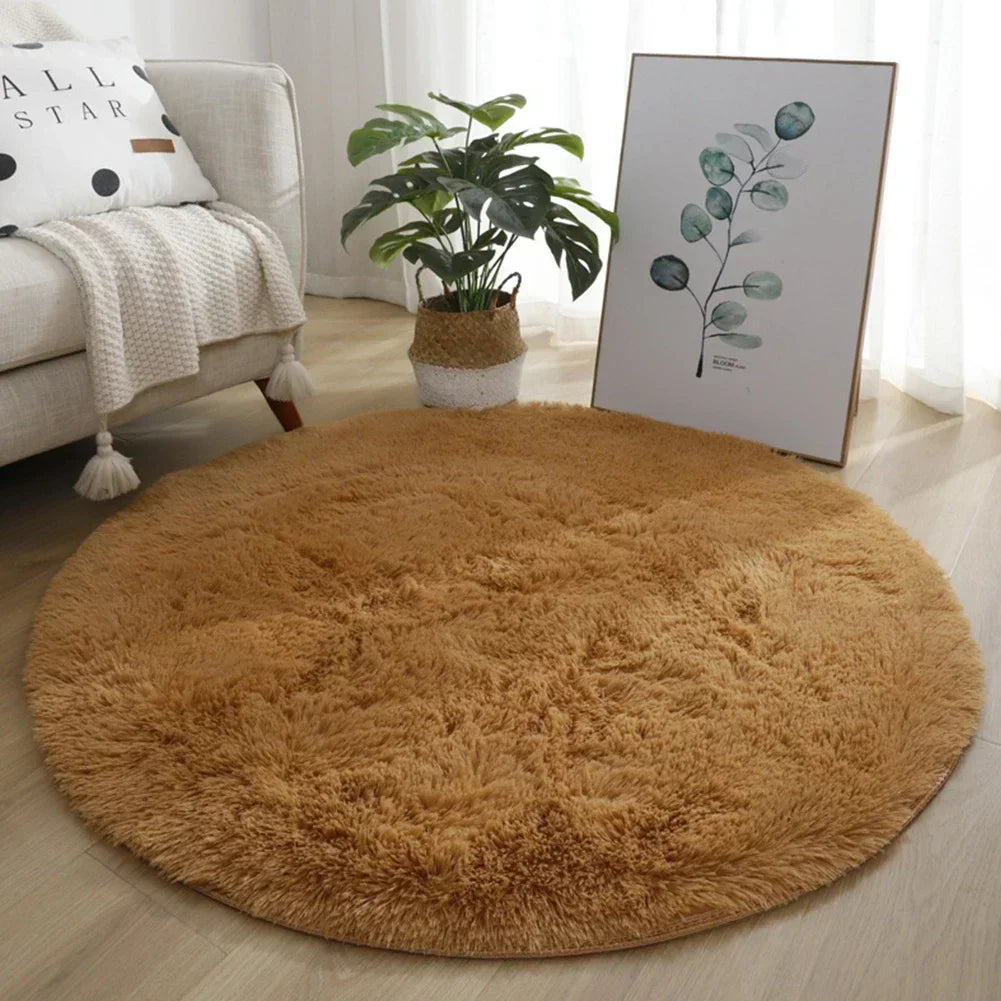 tapis rond uni moderne doux polyester 40cm rose clair vert violet marron bleuclair beige