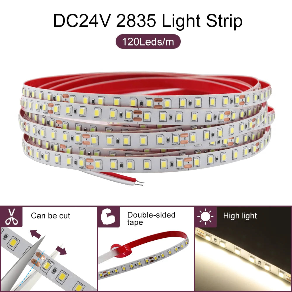 ruban led 120 diodes 5m 10m 12v 24v adhésif moderne chambre cuisine éclairage déco