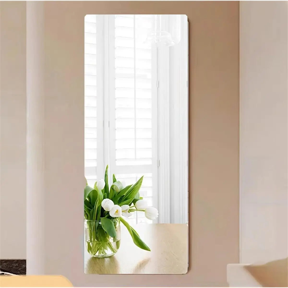 miroir mural adhésif bleu uni moderne 40cm 122cm auto collant flexible chambre salon bain