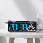 Horloge numérique LED affichage temps jour date température noir blanc vert bleu.orange moderne