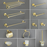 accessoires salle bain porte serviettes barres crochets dorés modernes métal brossé fixations vis incluses