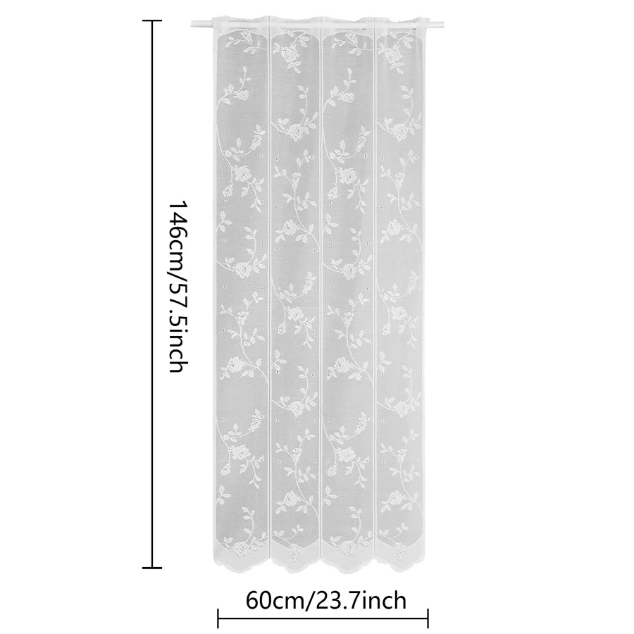 rideau blanc fleurs feuilles ajouré translucide classique 146cm 60cm polyester chambre salon