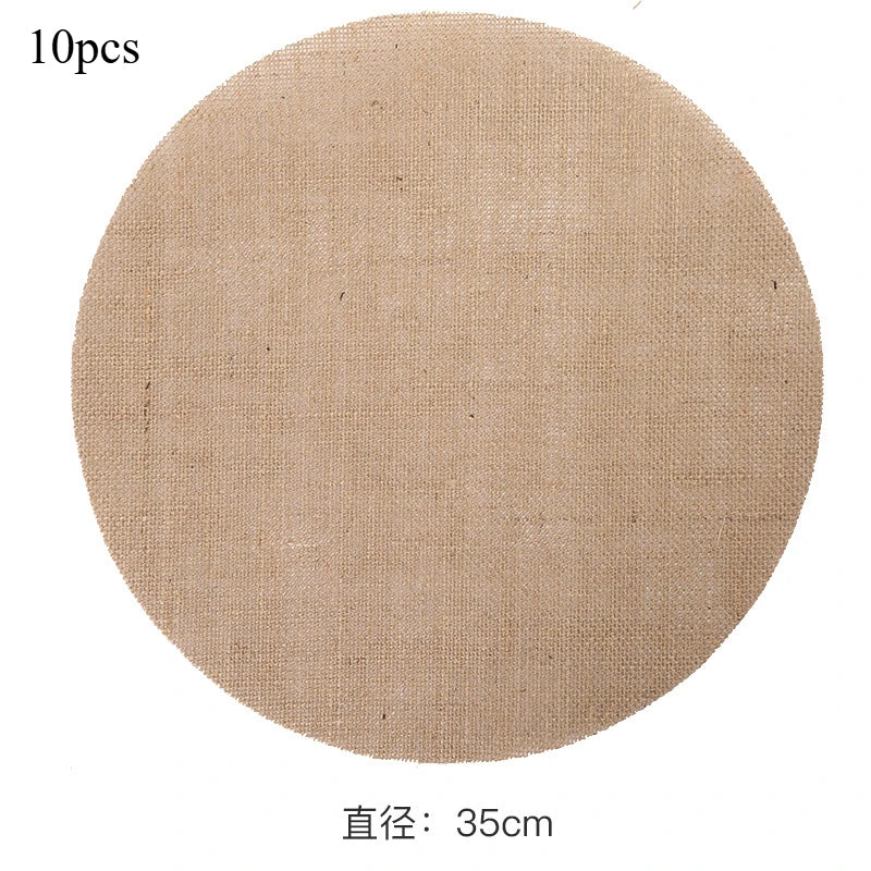 serviettes table toile jute beige rustique respectueuses l'environnement assiettes tasses théière decoration table