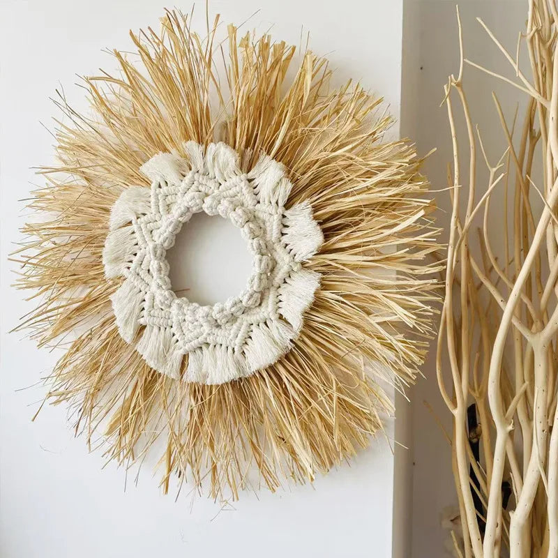 décoration murale bois boho franges colorées naturel moderne minimalisme chambre salon entrée
