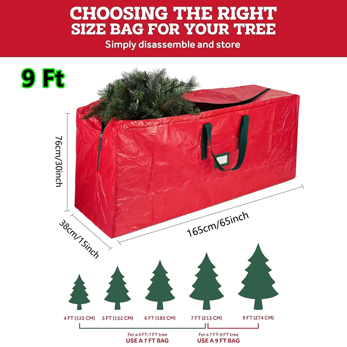 sac rangement sapin noël imperméable durable poignées robustes réutilisable extra large vert rouge gris
