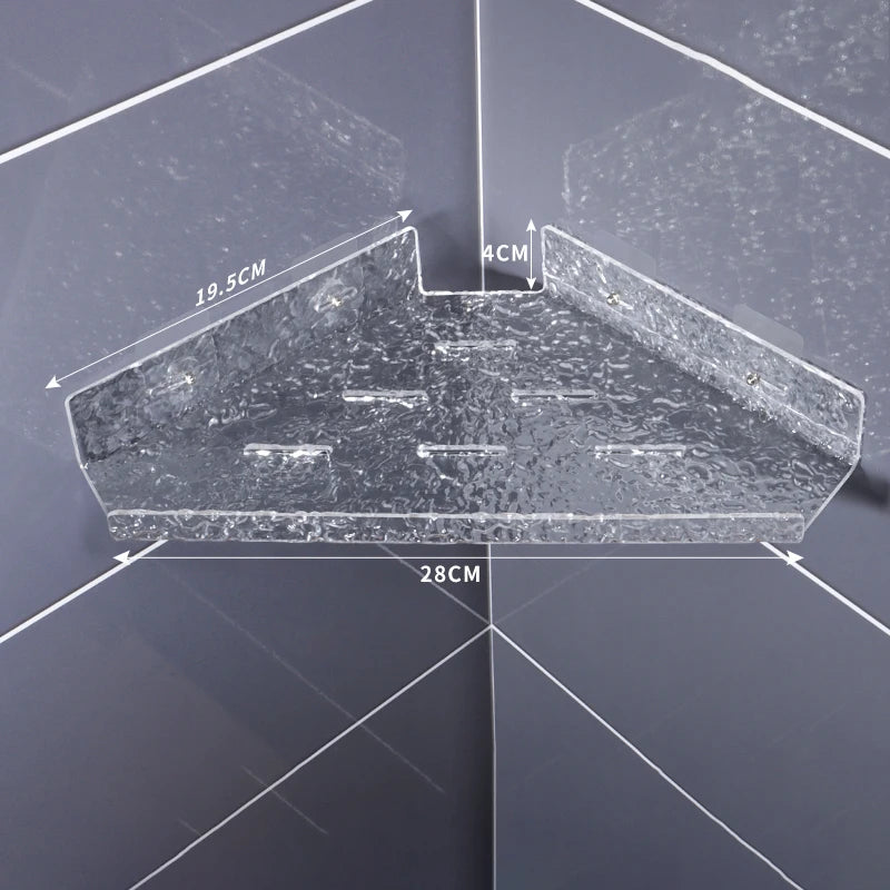 étagère d'angle acrylique marron moderne salle bain respectueuse environnement pièces adaptable adhésifs