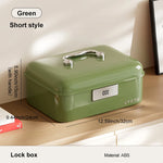 boîte rangement verrouillable double couche haute capacité réutilisable beige rouge vert classique poignée métallique