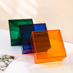boîtes rangement transparentes réutilisables moderne vert bleu orange violet respectueux environnement pliables cosmétiques objets