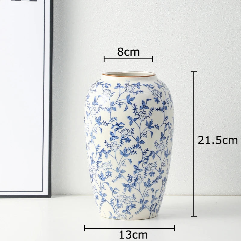 vase classique porcelaine fleurs blanc rouge bleu vert marron decoration table floral