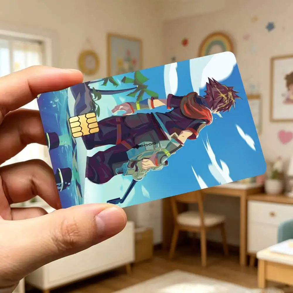 autocollants carte credit anime personnalisables anti rayures antipoussiere reflective 85.6x53.9mm