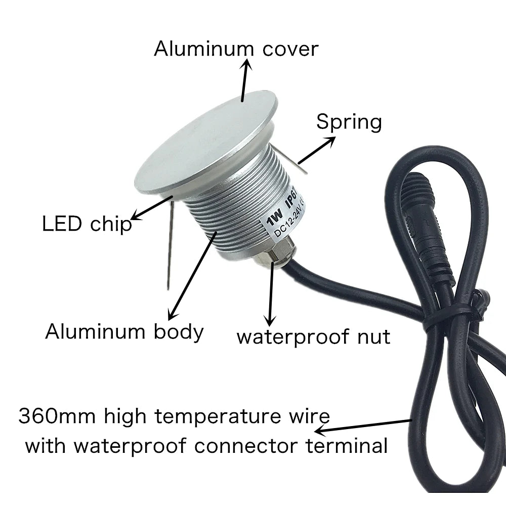 Spot LED moderne blanc chaud ip67 étanche 12v 24v aluminium autoinstallation chambre cuisine salon