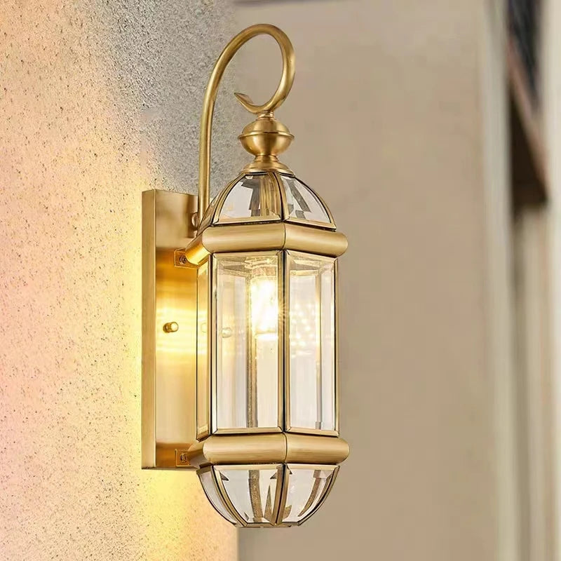 lampe murale extérieure or transparent classique éclairage moderne led jardin vintage hydrofuge