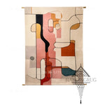 tapisserie murale moderne abstraite beige rose orange noir gris bleu minimaliste