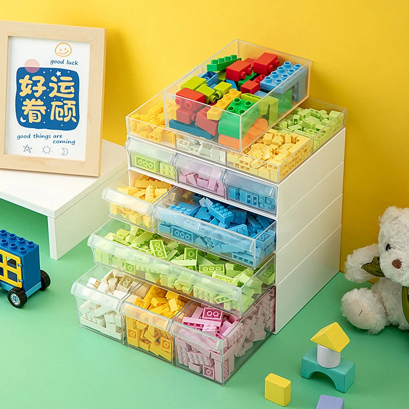 boîtes rangement jouets blanc transparent modernes réutilisables respectueux environnement cosmétiques articles divers poignées noires