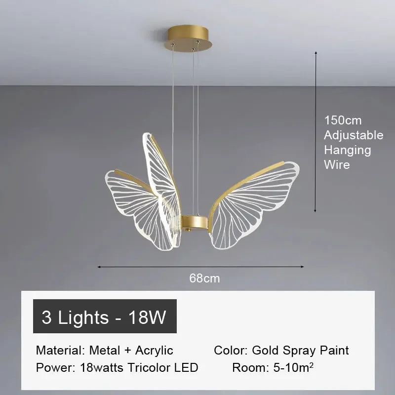 suspension lumineuse moderne or papillon filigrane lumières 90 260V designintérieur étude chambre principal