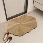 tapis salle bain texture bois naturel rayures concentriques moderne pvc brun foncé opacité